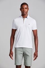 Camisa Polo Malha Slim Fit - Branco
