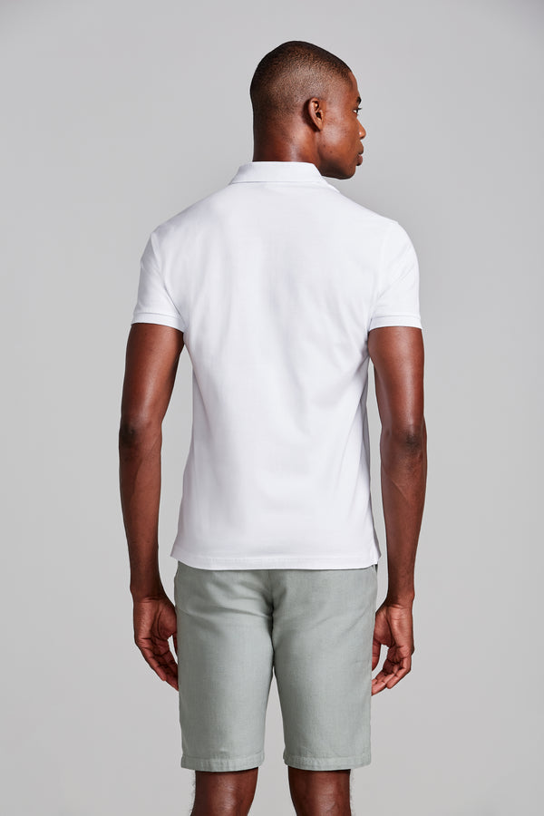 Camisa Polo Malha Slim Fit - Branco