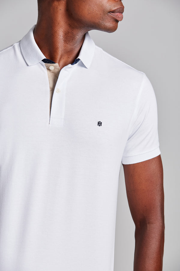 Camisa Polo Malha Slim Fit - Branco
