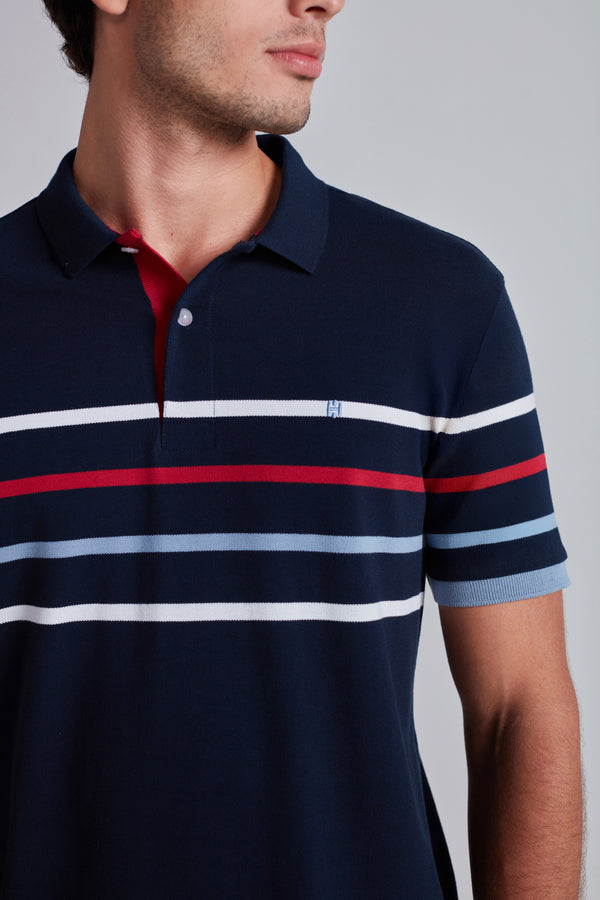 Camisa Polo Piquet Slim Fit - Azul Marinho