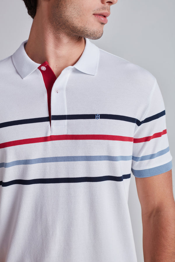 Camisa Polo Piquet Slim Fit - Branco