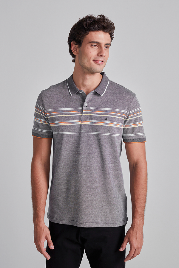 Camisa Polo Piquet Slim Fit - Azul Marinho