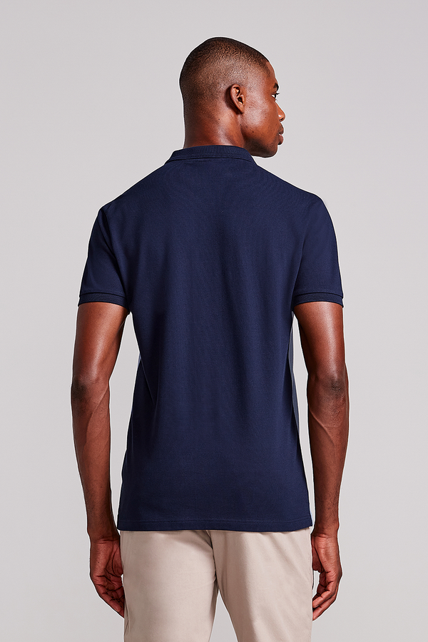 Camisa Polo Piquet Slim Fit - Azul Marinho