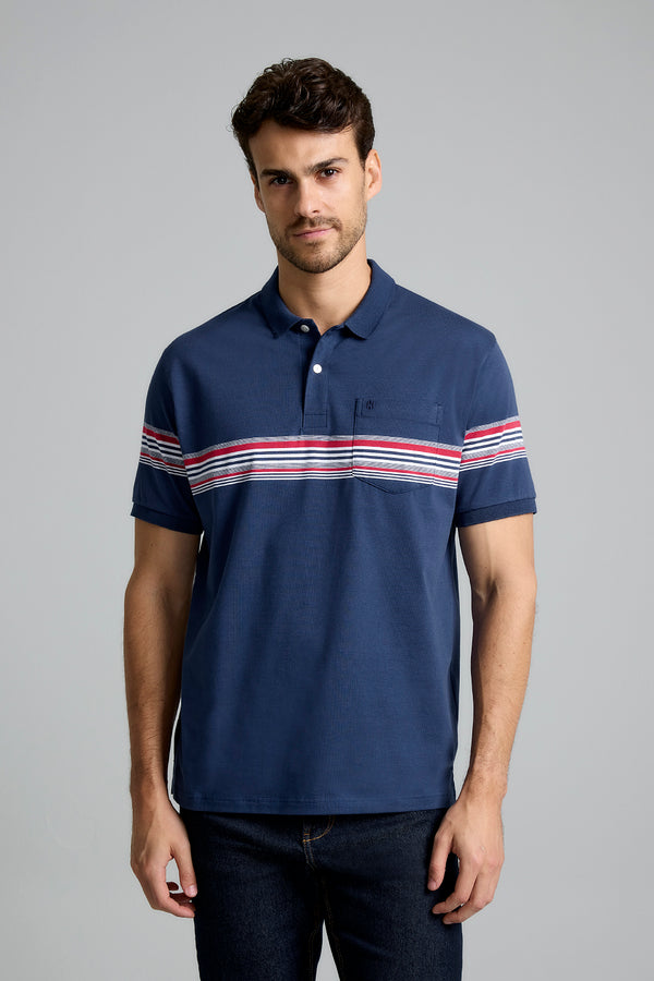 Camisa Polo com Bolso Malha Comfort - Azul