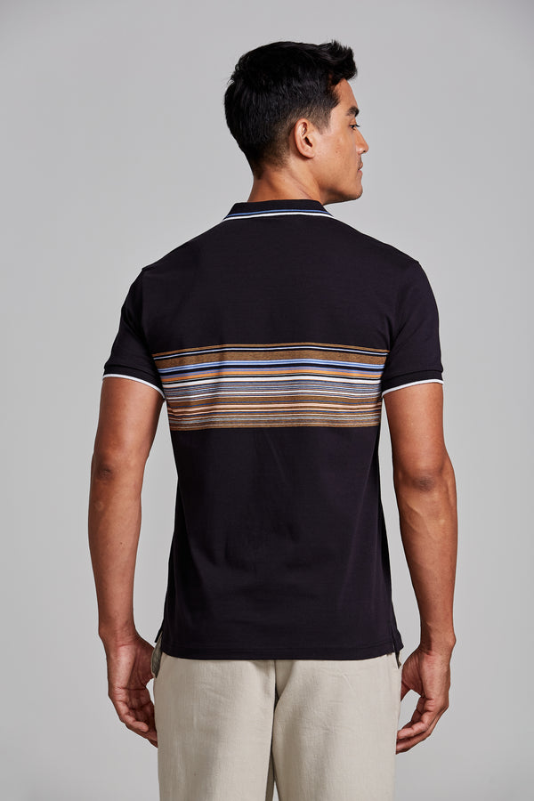 Camisa Polo Malha Slim Fit - Preto