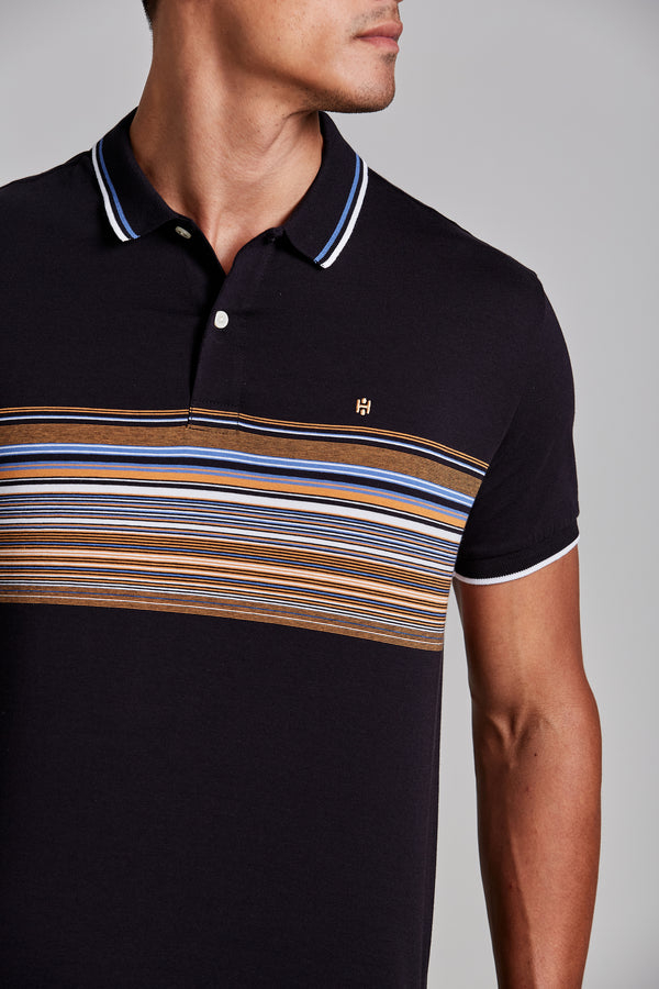 Camisa Polo Malha Slim Fit - Preto