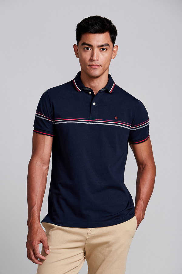 Camisa Polo Malha Slim Fit - Azul Marinho
