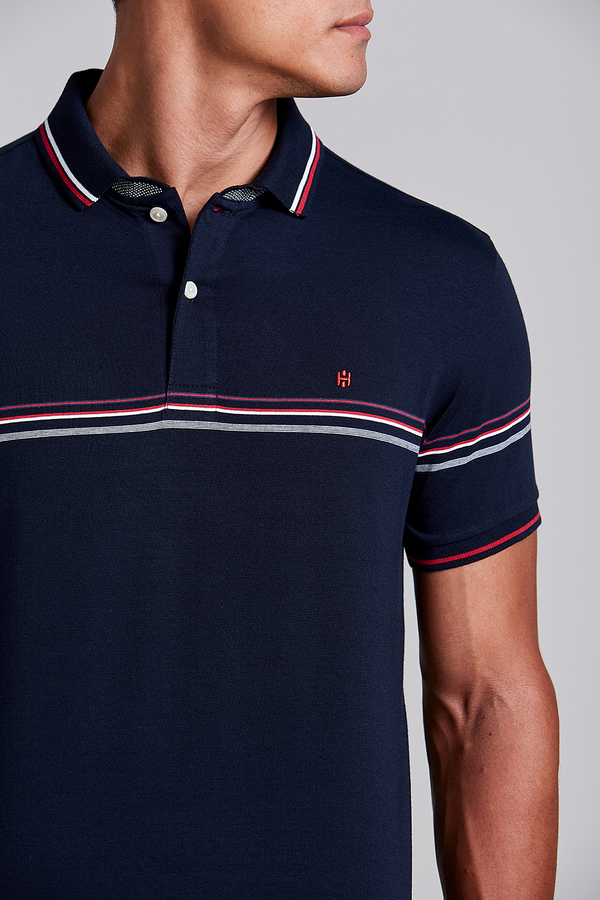 Camisa Polo Malha Slim Fit - Azul Marinho