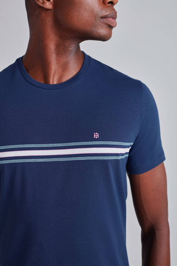 Camiseta Malha Slim Fit - Azul