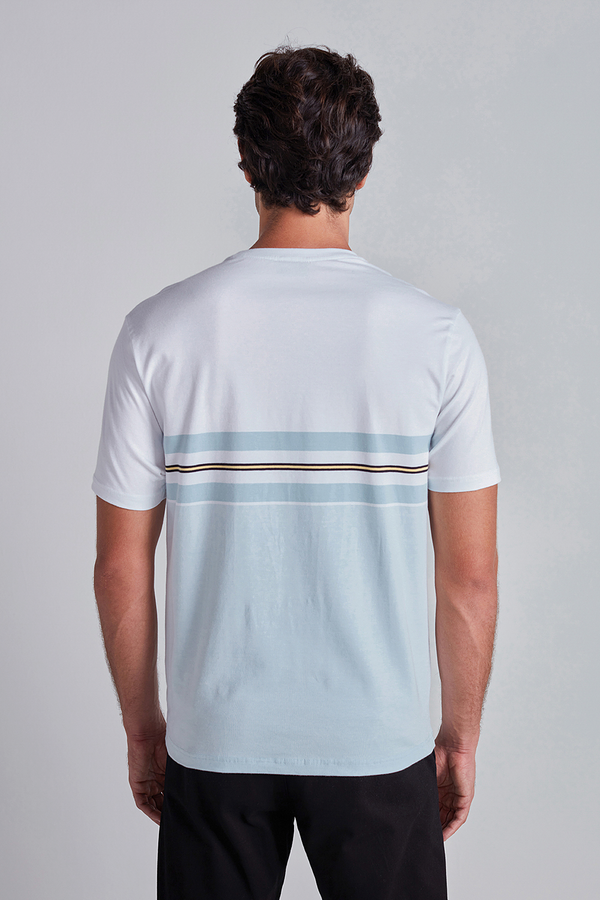 Camiseta Malha Comfort - Branco / Azul Claro