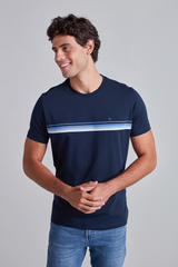 Camiseta Malha Slim Fit - Azul Marinho