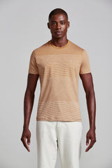 Camiseta Jacquard Slim Fit - Marrom