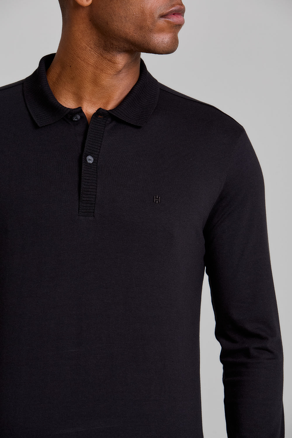 Camisa Polo Manga Longa Malha Slim Fit