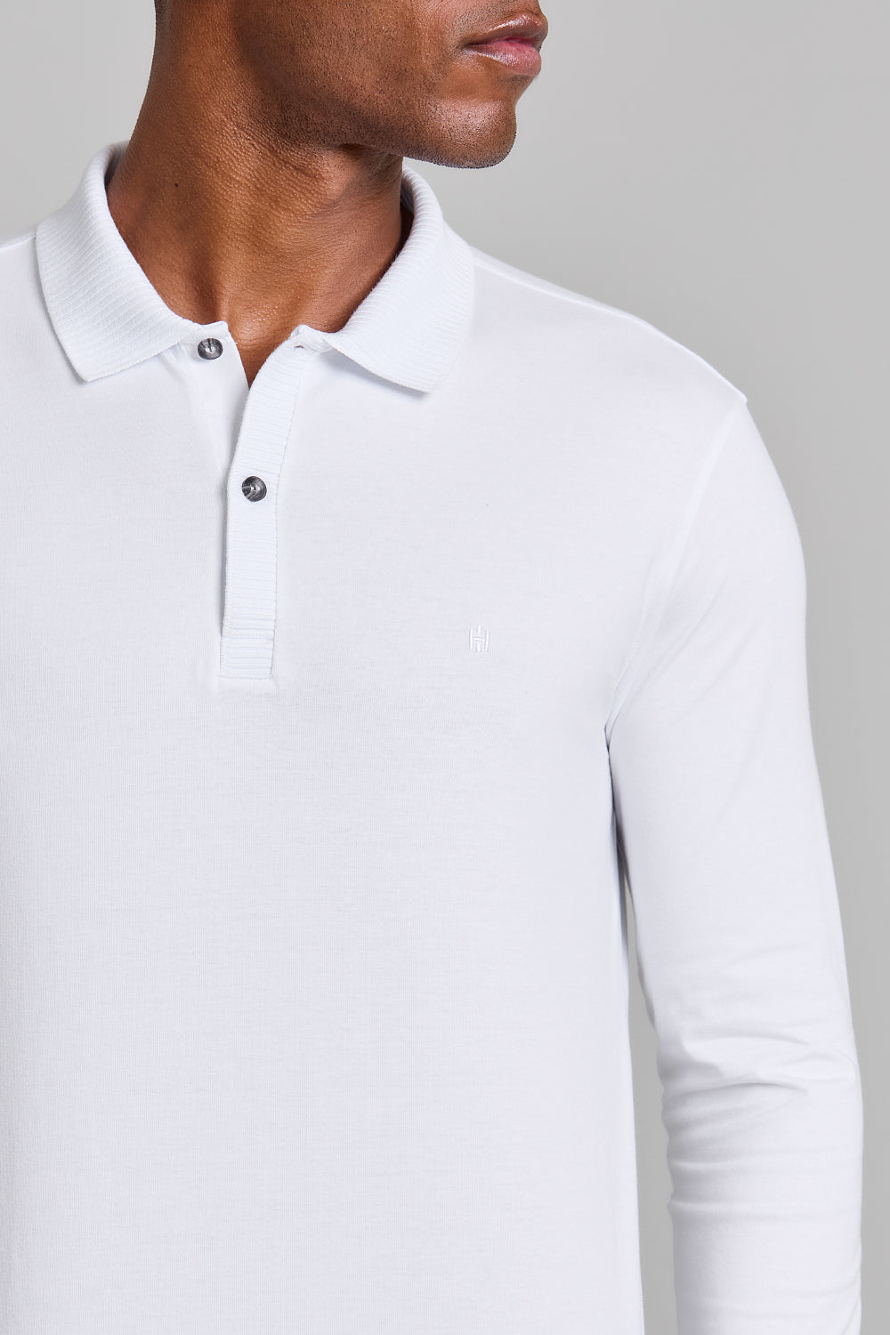 Camisa Polo Manga Longa Malha Slim Fit