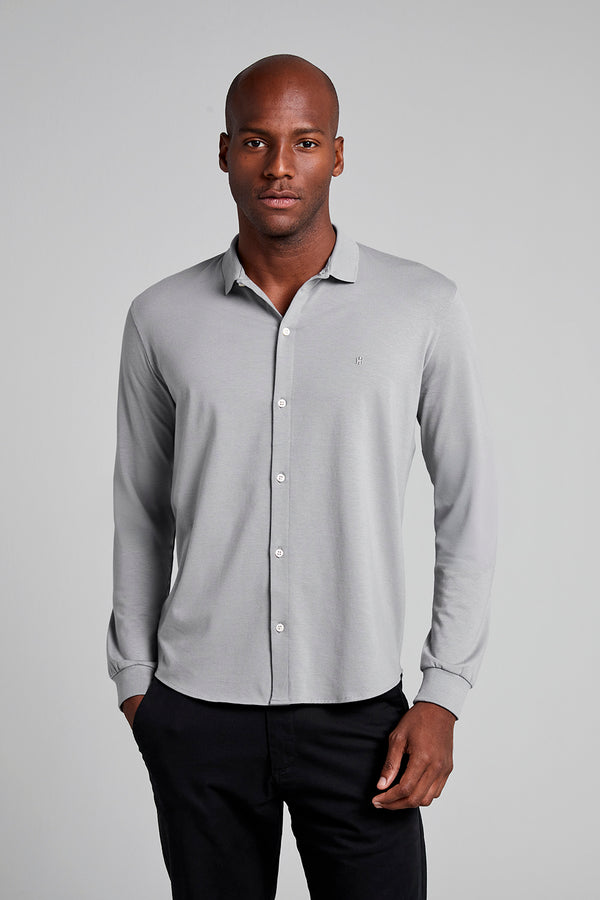 Camisa Lisa Slim fit - Cinza