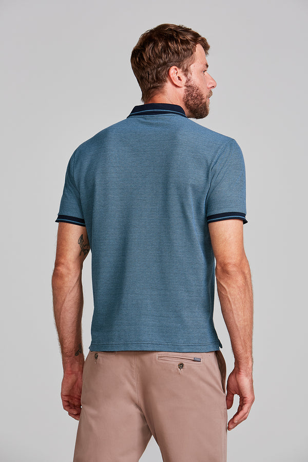 Camisa Polo Jacquard Comfort - Azul