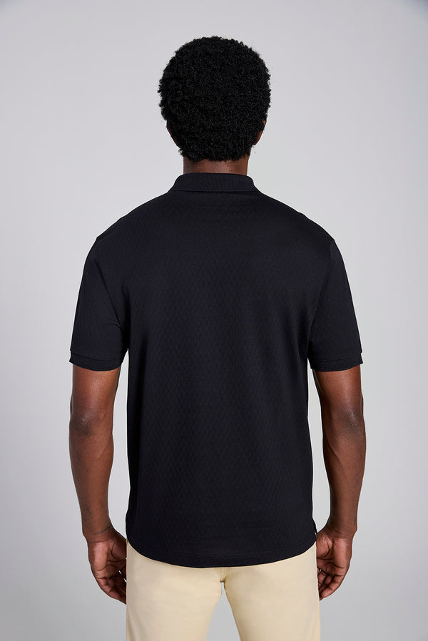Camisa Polo Jacquard Comfort - Preto