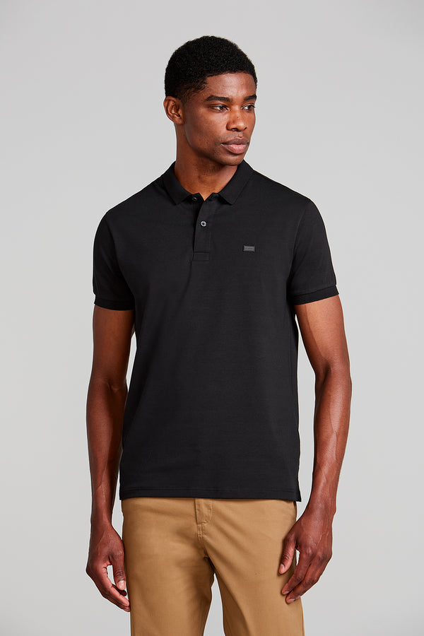 Camisa Polo Malha Slim Fit - Preto