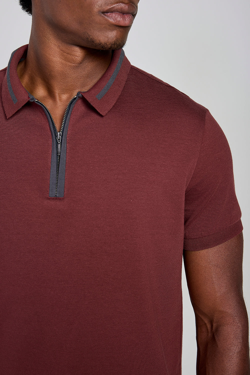 Camisa Polo com Zíper Malha Slim Fit