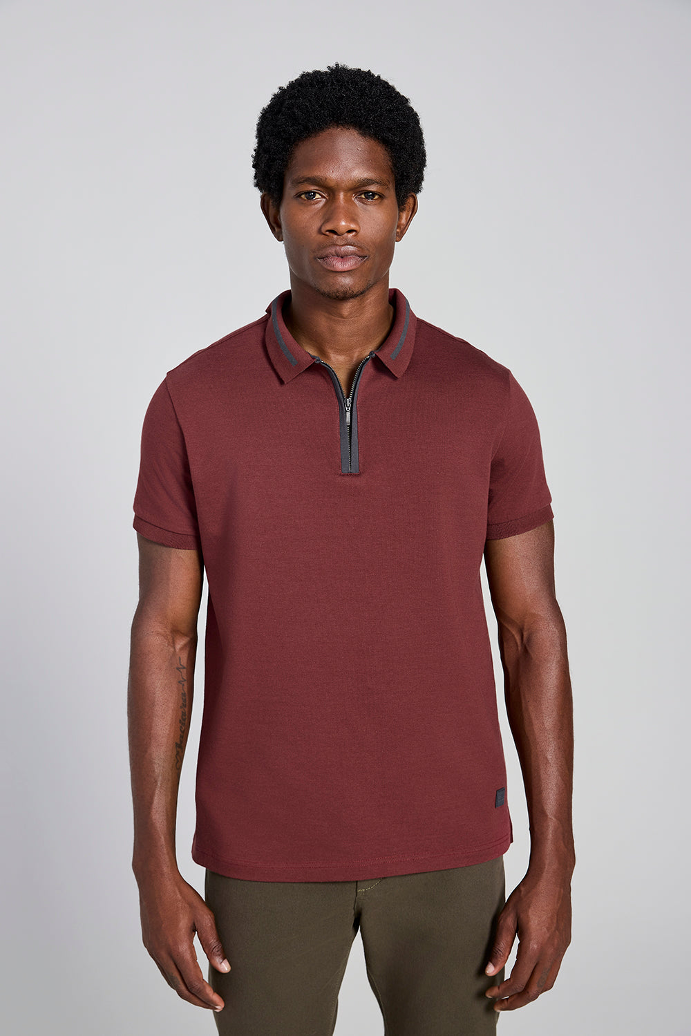 Camisa Polo com Zíper Malha Slim Fit