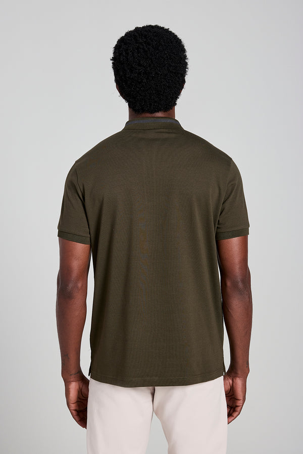 Camisa Polo com Zíper Malha Slim Fit - Verde