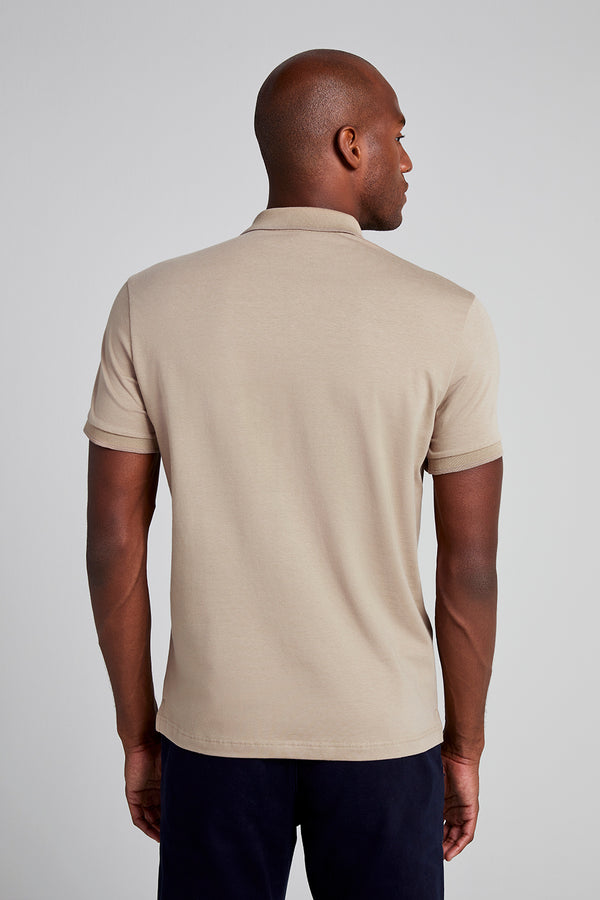 Camisa Polo Malha Slim Fit - Marrom