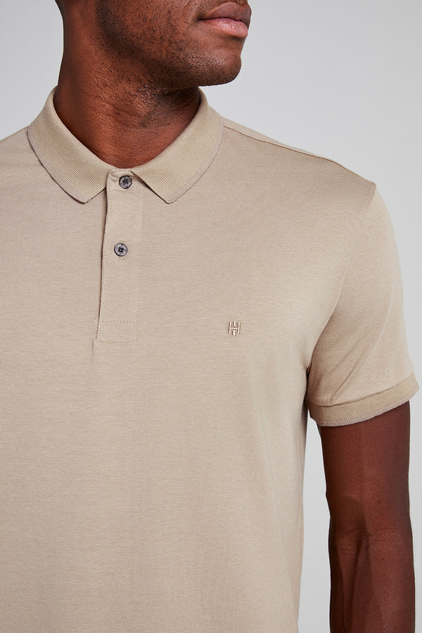 Camisa Polo Malha Slim Fit - Marrom