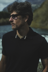 Camisa Polo Texturizada Slim Fit - Preto