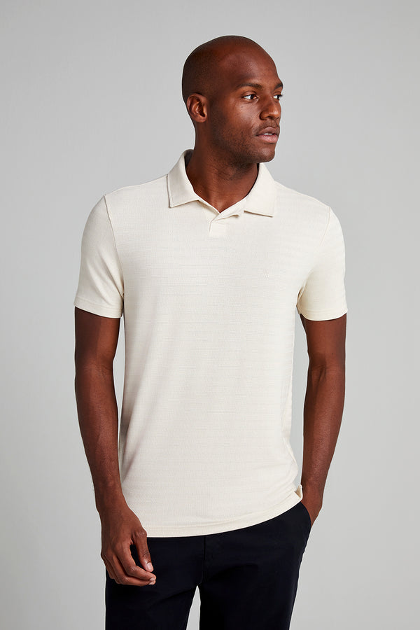 Camisa Polo Texturizada Slim Fit - Bege