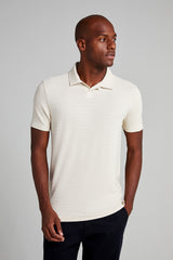 Camisa Polo Texturizada Slim Fit - Bege