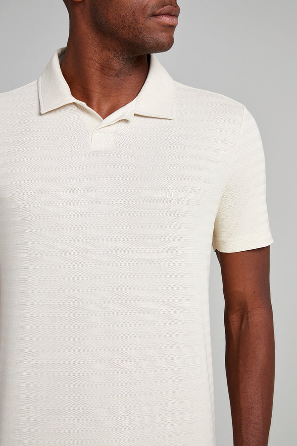 Camisa Polo Texturizada Slim Fit - Bege