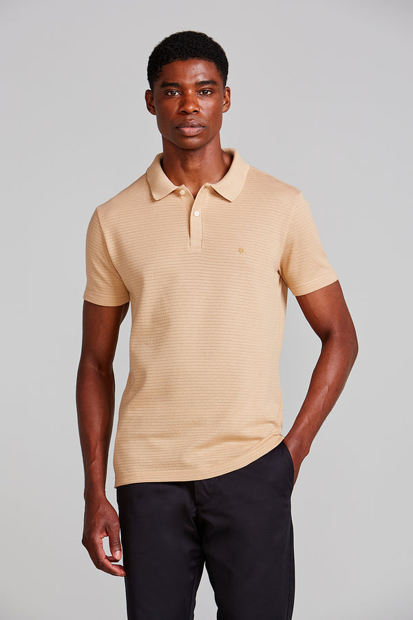 Camisa Polo Texturizada Slim Fit - Khaki
