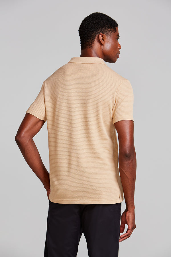 Camisa Polo Texturizada Slim Fit - Khaki
