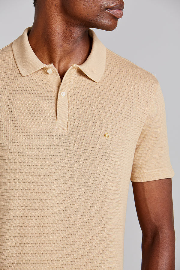 Camisa Polo Texturizada Slim Fit - Khaki