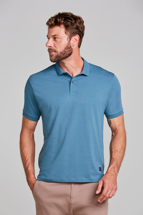 Camisa Polo Malha Comfort - Azul