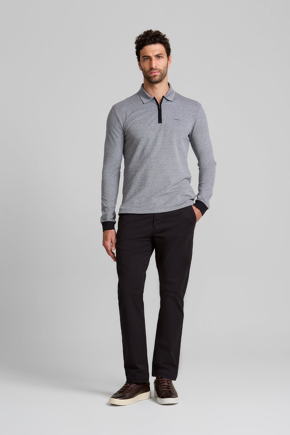 Camisa Polo Manga Longa Piquet Slim Fit