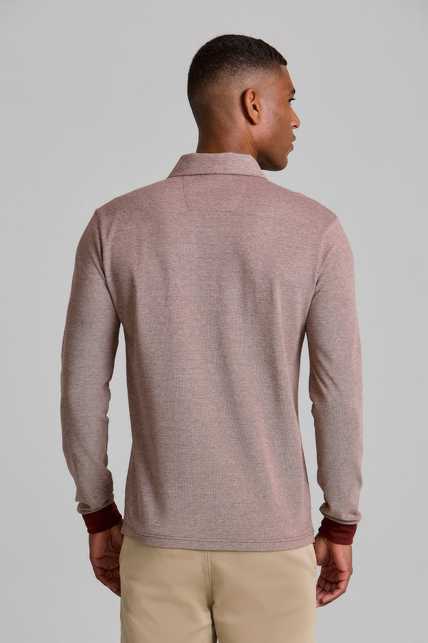 Camisa Polo Manga Longa Piquet Slim Fit - Vinho