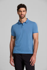 Camisa Polo Malha Slim Fit - Azul