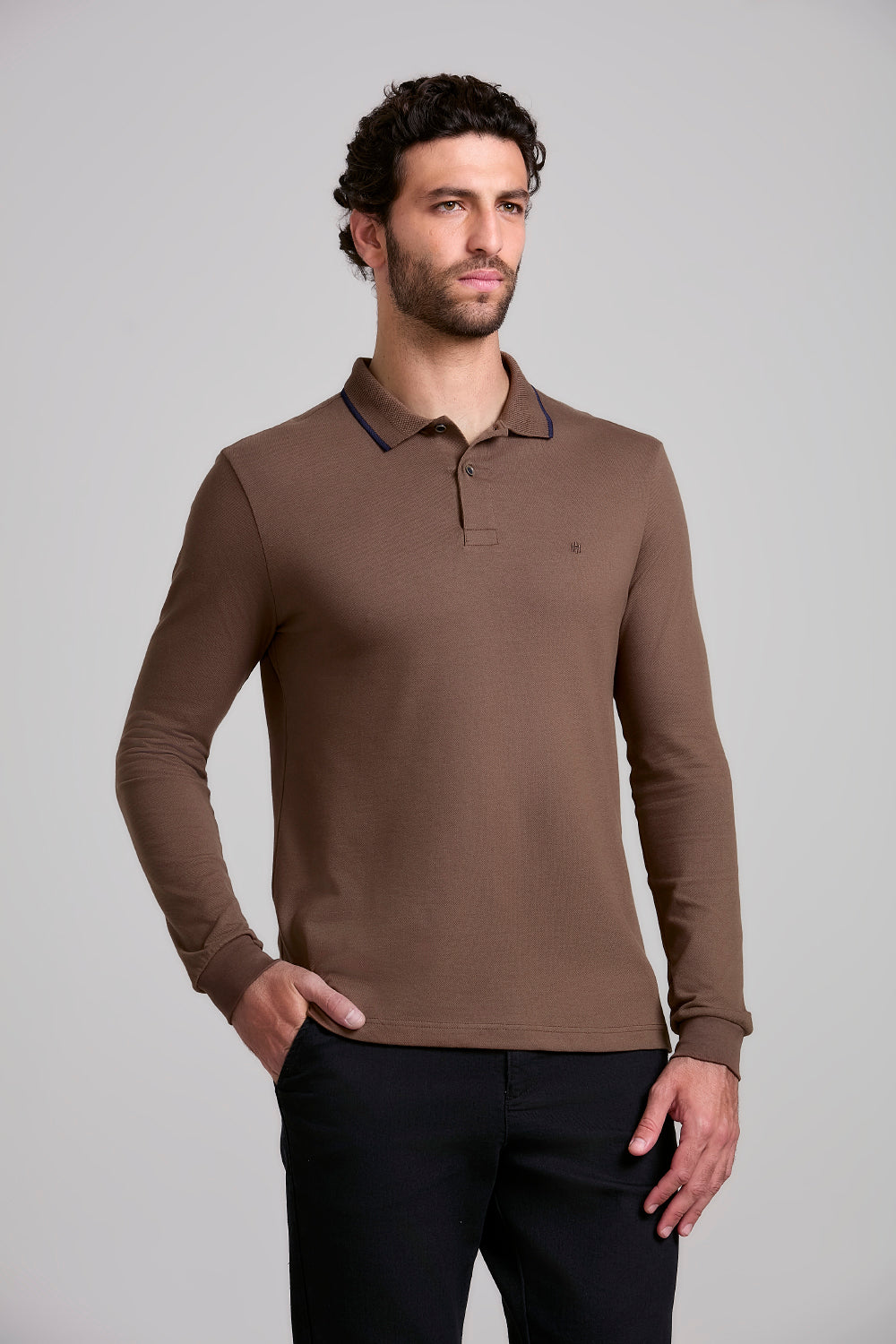 Camisa Polo Manga Longa Piquet Slim Fit