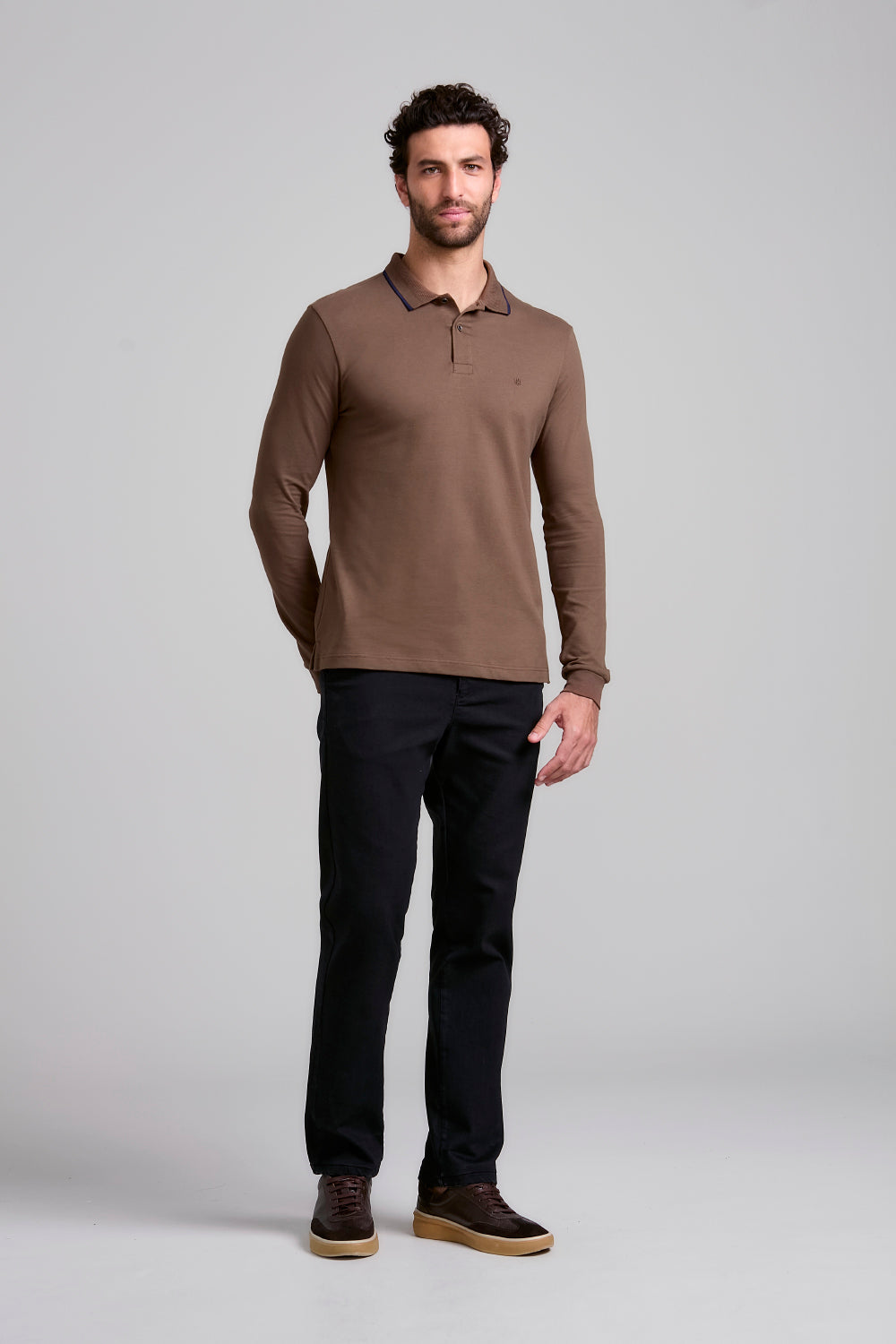 Camisa Polo Manga Longa Piquet Slim Fit