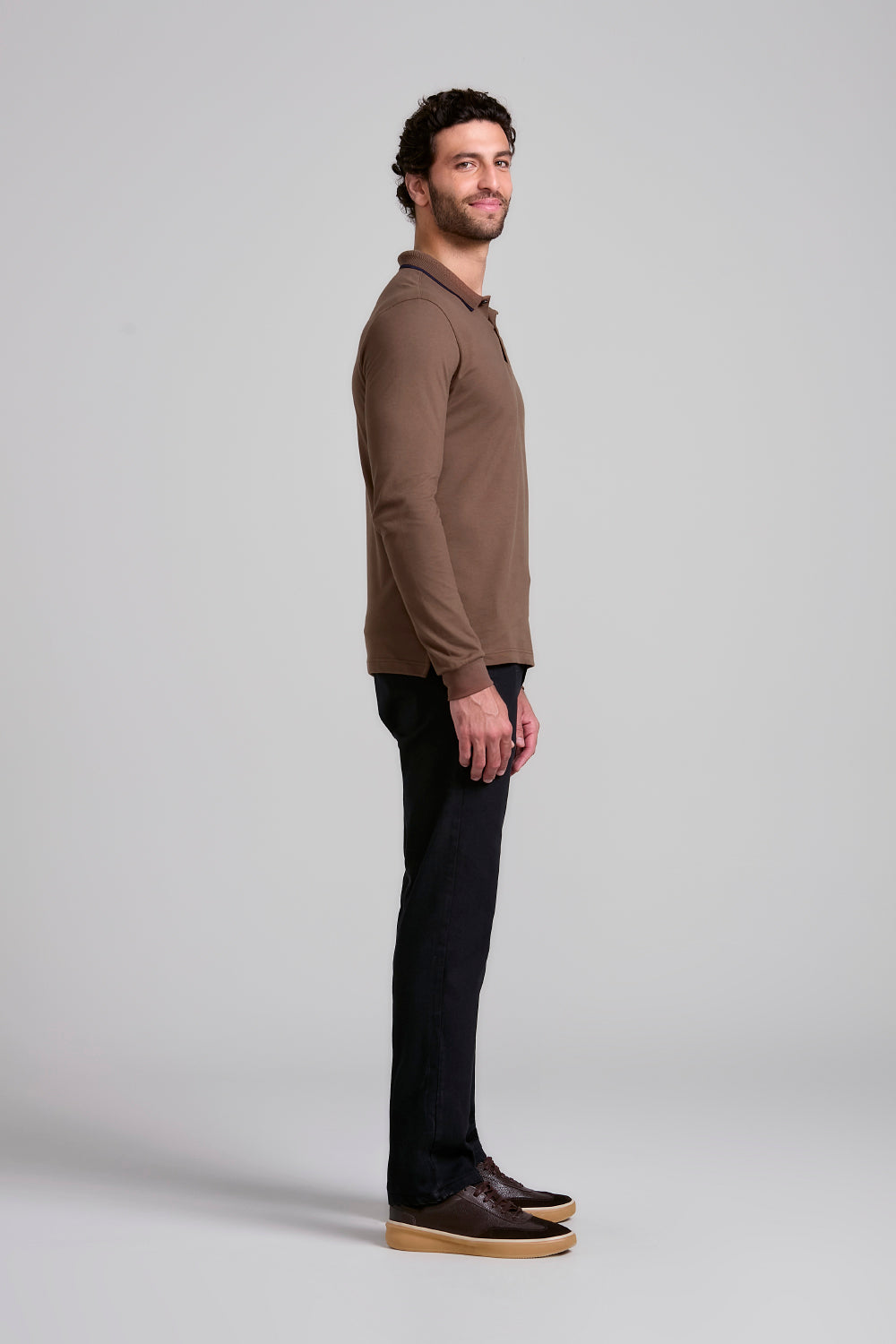 Camisa Polo Manga Longa Piquet Slim Fit