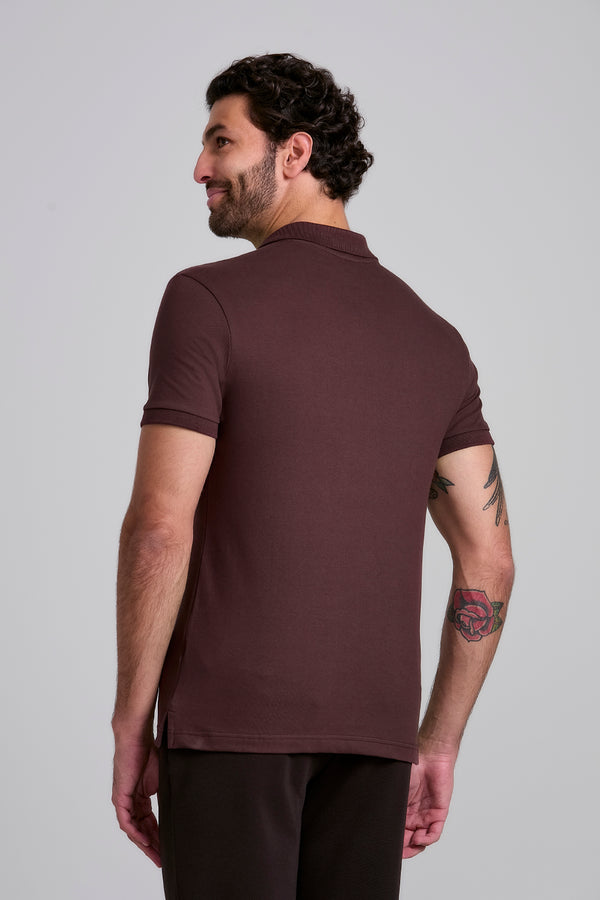 Camisa Polo Malha Pique Slim Fit - Vinho