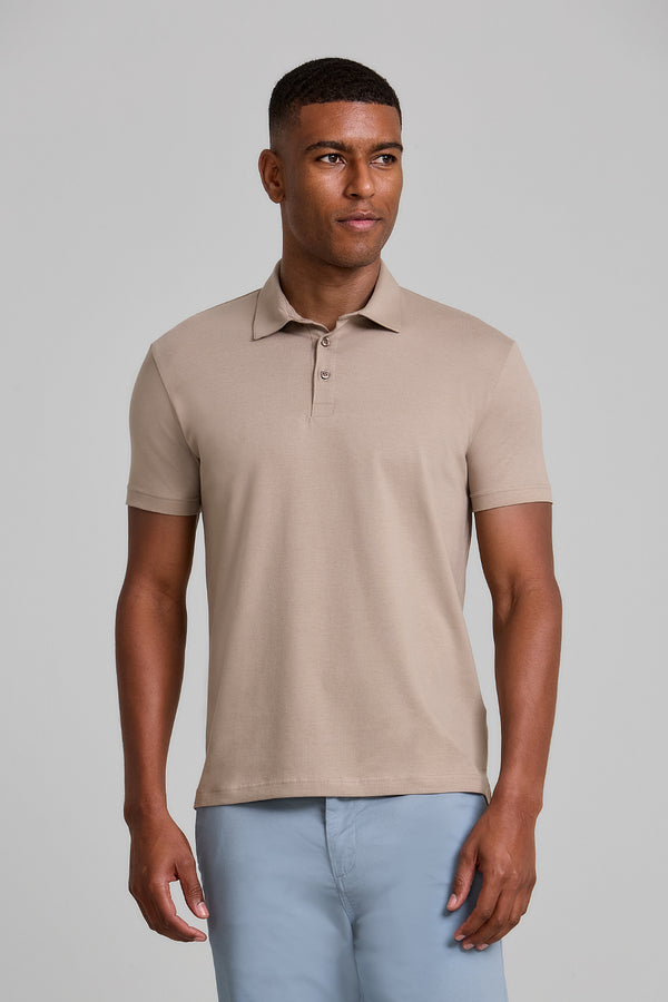 Camisa Polo Malha Premium Slim Fit - Marrom