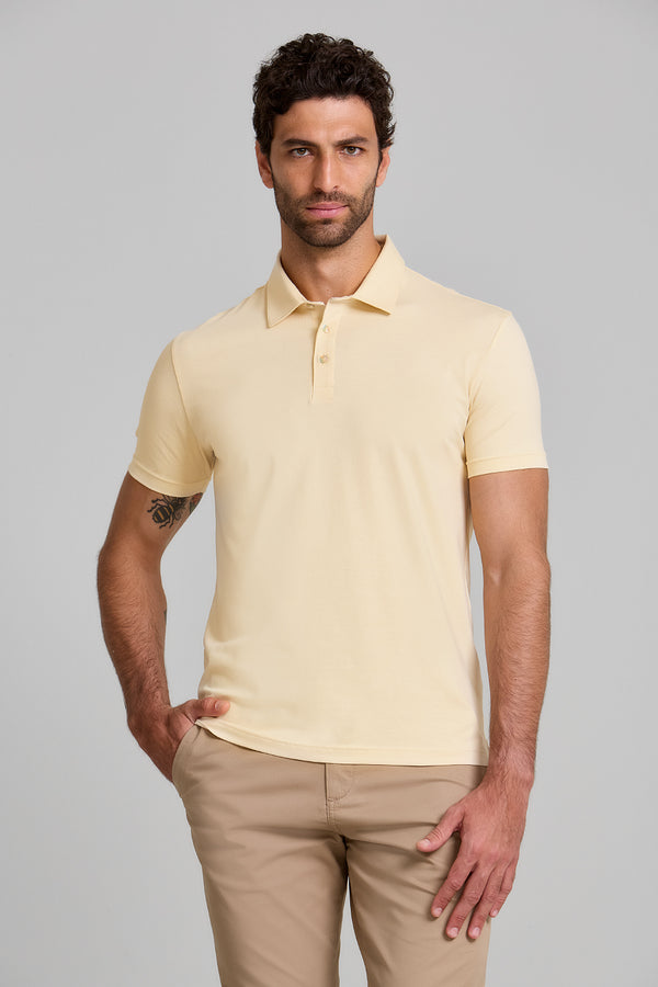 Camisa Polo Malha Premium Slim Fit - Bege