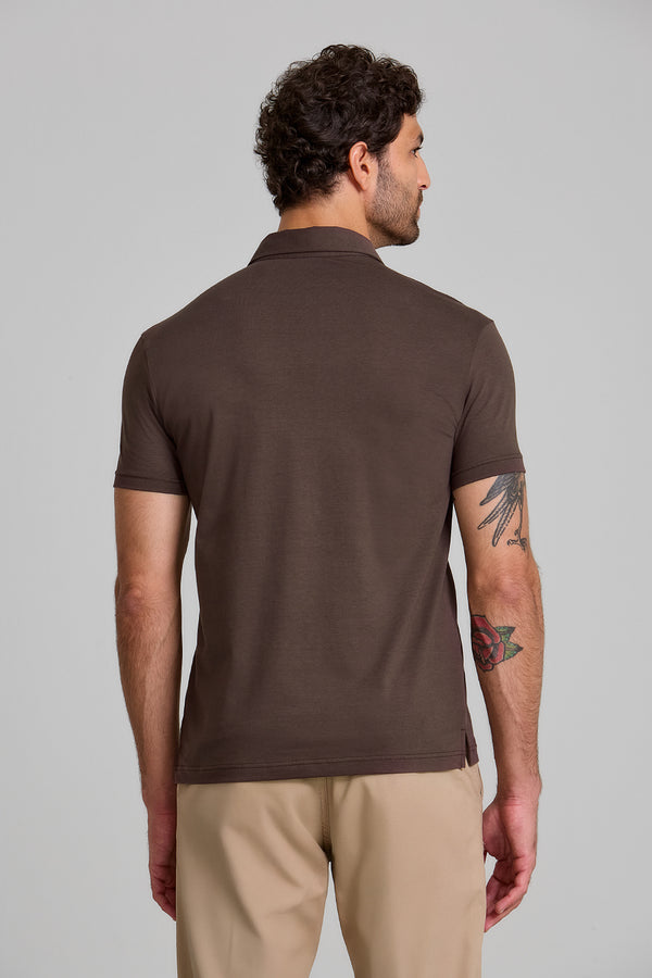 Camisa Polo Malha Premium Slim Fit - Marrom