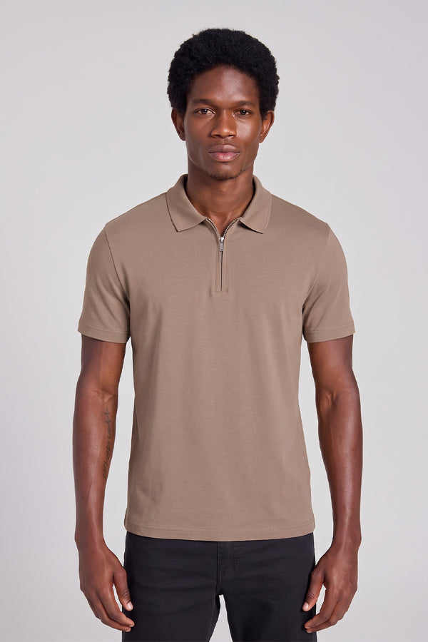 Camisa Polo Premium Slim Fit - Marrom