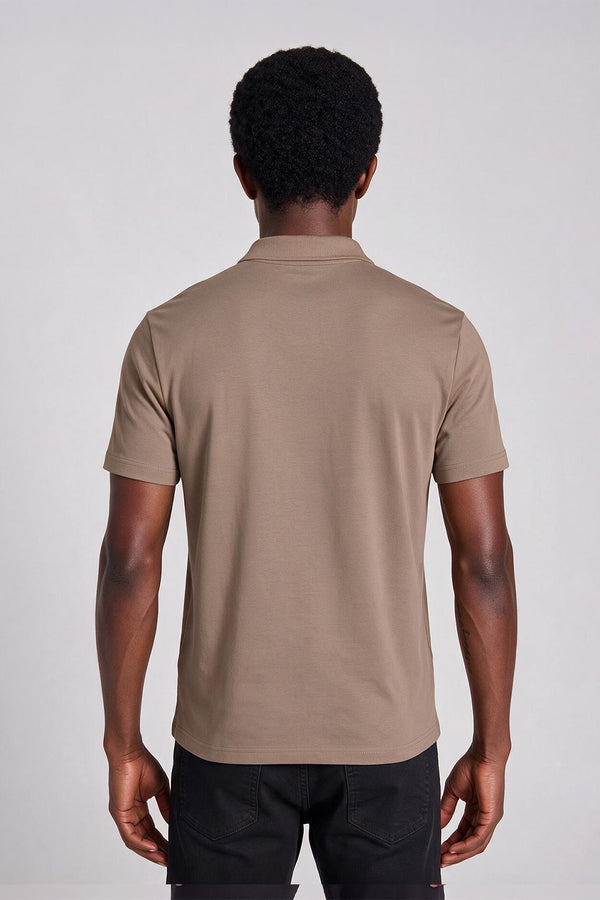 Camisa Polo Premium Slim Fit - Marrom
