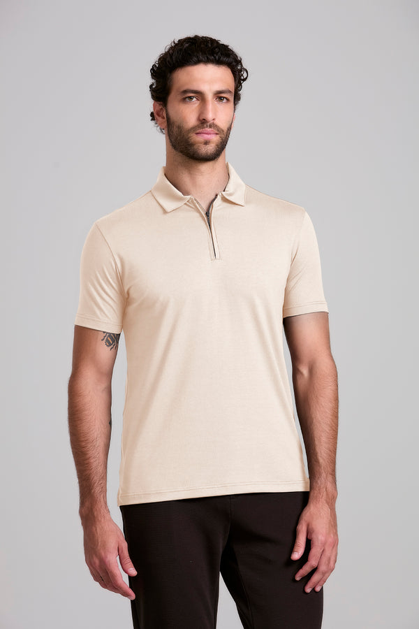 Camisa Polo Premium Slim Fit - Bege