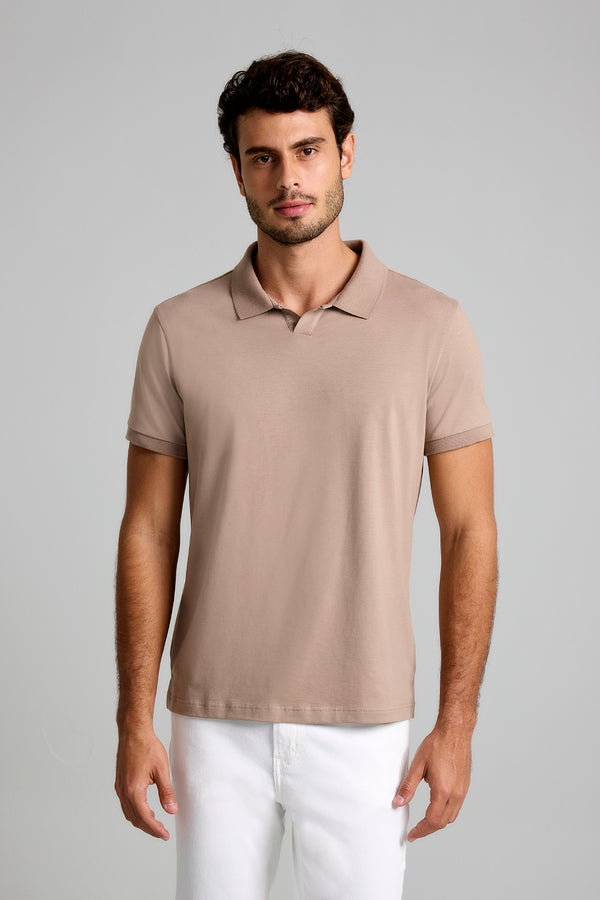 Camisa Polo Malha Premium Slim Fit - Marrom