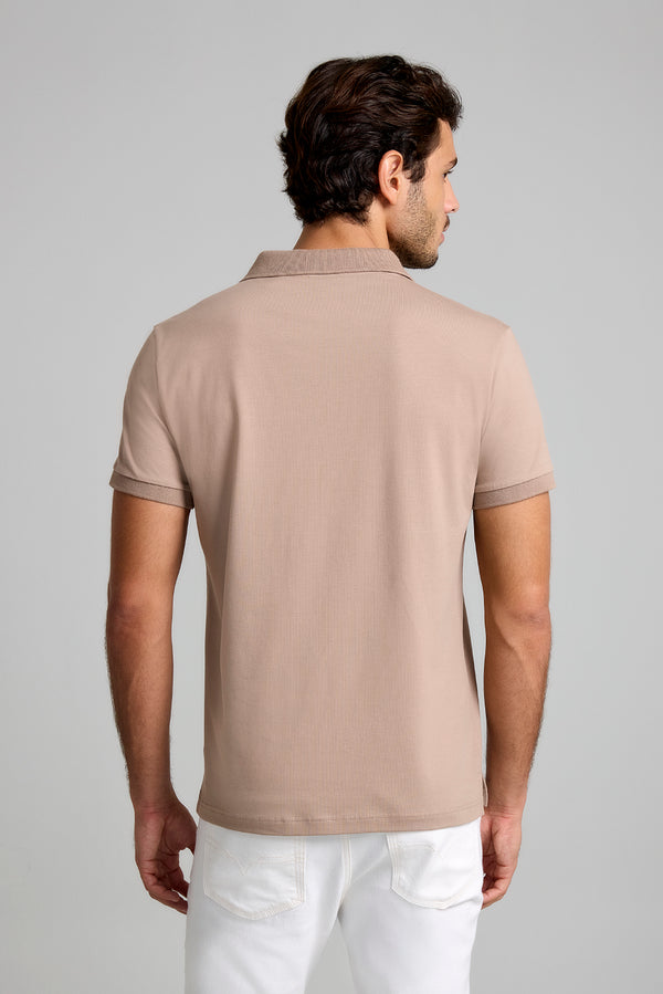 Camisa Polo Malha Premium Slim Fit - Marrom
